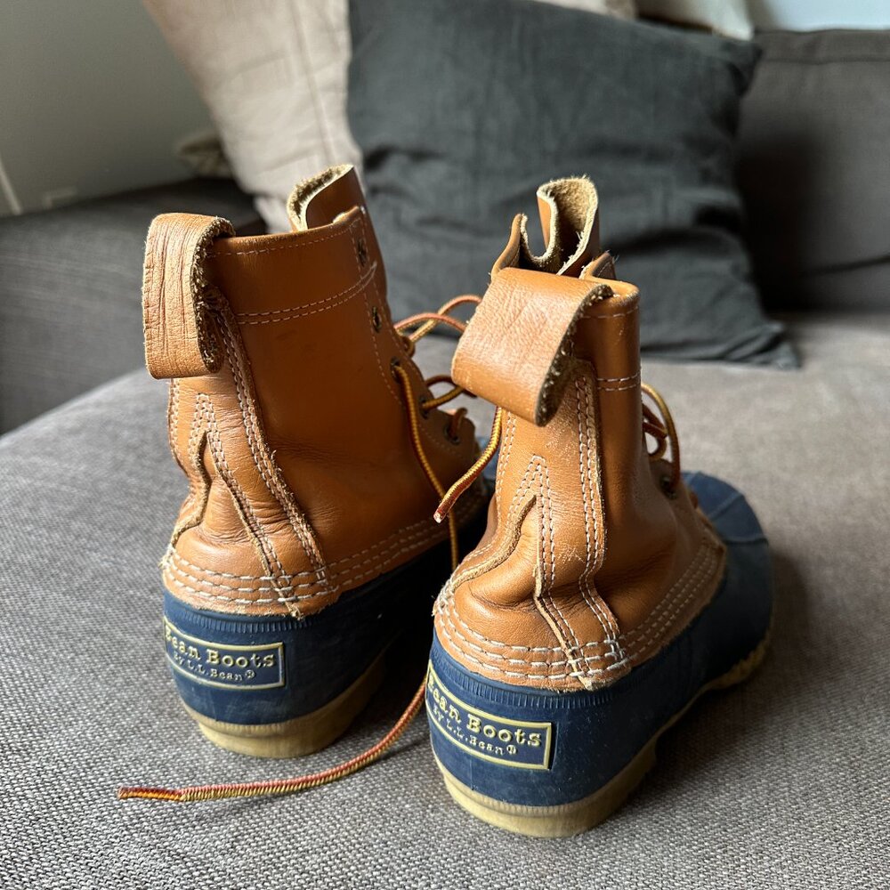 Womens Bean Boots 8" Tan/Navy